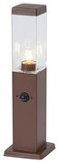 Външна лампа ръждивокафява с прозрачно стъкло 45 см IP44 с контакт и сензор за движение - Malios