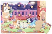 Bluey - Дървен пъзел с дръжки Блуи, 12 части