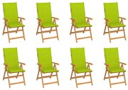 3072552 vidaXL Накланящи градински столове с възглавници 8 бр тик масив