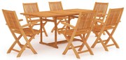 3059575 vidaXL Градински трапезен комплект, 7 части, тиково дърво масив