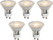 Комплект от 5 GU10 50мм Прозрачни LED крушки 1W 80 lm 2200K