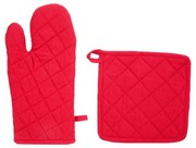 Oven Mitt and Potholder Set Atmosphera Червен Памук