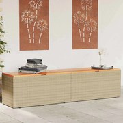 365960 vidaXL Градинска кутия за съхранение бежов 220x50x54см PE ратан акация