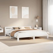 855562 vidaXL Рамка за легло без матрак, бял, 200x200 см, бор масив
