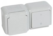 Legrand 782392 Двуполюсен ключ + контакт Schuko16 А IP44, сив, Forix,  - 782392