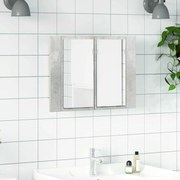 804960 vidaXL LED шкаф с огледало за баня, бетонно сив, 60x12x45 см, акрил