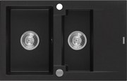 Mexen Gaspar гранитна мивка 1,5 камерен модел с отцедник 737 x 475 мм, черна,