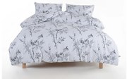 Бяло/сиво двойно удължено спално бельо от памук Renforcé 240x220 cm White Floral – Mila Home Luxury