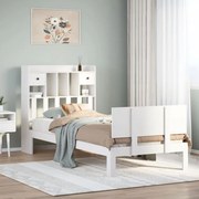 3322679 vidaXL Легло с рафтове за книги, без матрак, бял, 90x190 см, бор масив