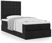 3313287 vidaXL Османска легло с матрак, черно, 90x190 см, плат