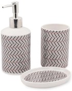 Комплект аксесоари за баня от полирезин в черно и бяло Lidya - Mioli Decor