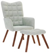 4016821 vidaXL Релаксиращ фотьойл с табуретка, светлосив кадифе