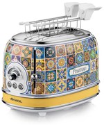 Тостер за хляб Ariete Positano 0155/0P, 810W, 2 филии, 3 функции, 6 степени, Подвижна тава за трохи, Бял/Жълт