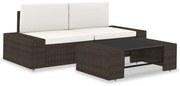 49517 vidaXL Градински комплект, 3 части, кафяв полиратан