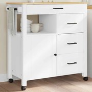 376111 vidaXL Кухненска количка "MONZA" 84x40x88,5 см борово дърво масив