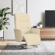356567 vidaXL Реклайнер стол с поставка за крака, кремав, текстил