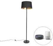 Интелигентна подова лампа черна с черен абажур 45 см с WiFi A60 - Simplo