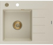 Mexen Ben гранитна мивка с 1 отделение и отцедник, ляв, 600 x 500 mm, бежов,