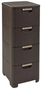 Тъмнокафяв пластмасов висок шкаф за баня 33x79 cm Rattan – Curver