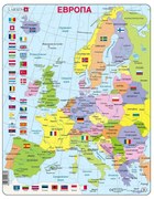 Larsen - Пъзел: Образователен – "Карта на Европа, физическа" – 48 части, голям