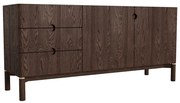 Тъмнокафяв нисък скрин от декор от дъб 160x73 cm Arun – Unique Furniture