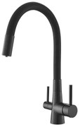 Смесител за кухня ICF 7107801B, месингов, черен мат, с превключвател, 23.4х38.1см