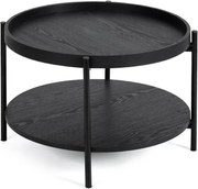 Черна кръгла масичка за кафе от декор от дъб ø 64 cm Hagen – Bonami Essentials