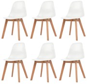 244773 vidaXL Трапезни столове, 6 бр, бели, пластмаса