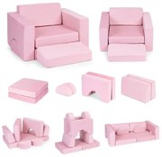 Детски модулен диван - 8 части, различни цветове розова