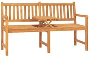 316631 vidaXL 3-местна градинска пейка с масичка, 150 см, тик масив