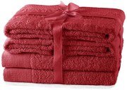 Червени памучни хавлии и кърпи за баня в комплект 6 бр. от тери Amari – Restilo