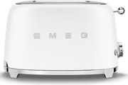 Тостер за хляб SMEG 50's Style TSF01WHMEU, 950W, 2 филии, 6 нива, Тавичка за трохи, Вграден кабел, Неръждаема стомана, Бял мат