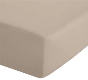 Светлокафяв еластичен чаршаф от перкал 135x190 cm Easy Iron Percale – Catherine Lansfield