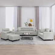 3202309 vidaXL Комплект дивани 4 части с възглавници светлосив плат микрофибър