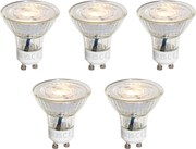 Комплект от 5 GU10 50mm 3-степенни димируеми Kelvin LED крушки прозрачни 4.5W 380 lm 2000-2700K