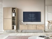 Комплект за хол Lima P105Beige, Светлокафяво, Отделни части, С TV маса, С допълнително оборудване, Ламинирано ПДЧ, 160x38cm, Дърво: Бук