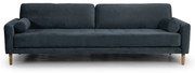 Четириместен диван Midcentury в черно кадифе, 244/93/66 см
