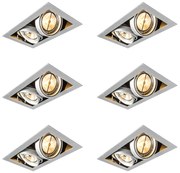 Комплект от 6 вградени спота стомана AR111 регулируеми 2 светлини - Oneon