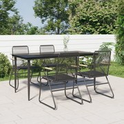 3156576 vidaXL Градински трапезен комплект от 5 части, черeн, PVC ратан