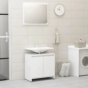 802657 vidaXL Комплект мебели за баня, бял гланц, инженерно дърво
