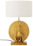 Настолна лампа в златист цвят с текстилен абажур (височина 58,5 cm) Peacock – Bloomingville