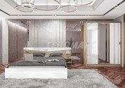 Спален комплект Сити 7074 бяло гланц/сонома арвен