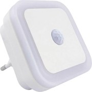 LED нощна лампа с датчик за движение и за здрач, LED/0,5W/230V, бяла