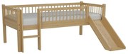 Детско повдигнато легло от масивен бук с пързалка с включена подматрачна рамка в естествен цвят 90x200 cm Forrest – Vipack