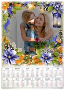 Пакет от 5 бр. Еднолистов календар 2026 г. - Лилави цветя 2