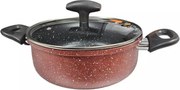 Дълбока тенджера Rosberg R51318G22D, 22 см, 4.3 л, Мраморно покритие, Индукция, Бордо меланж