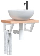 3302326 vidaXL Стенен рафт за мивка, стомана и масивно дърво бук