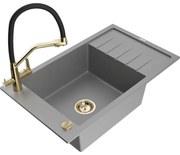 Mexen Elias мивка от гранит с 1 камера с отцедник и кухненски смесител Duo, сива - 6511-71-671701-57-G