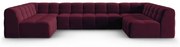 Ъглов диван от кадифе в цвят бордо (U-образен) Kendal - Micadoni Home
