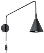 Черна стенна лампа за контакт Zylo – Sollux